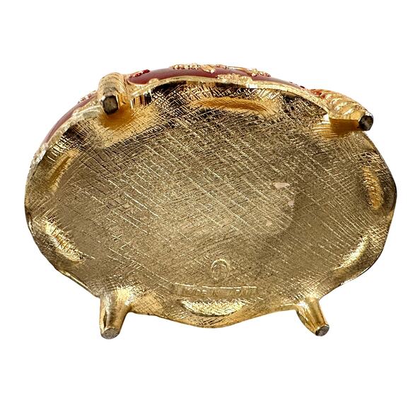 Splendid Music Box Red Enamel Crystal Embellished Butterfly Trinket Jewelry Box - Picture 7 of 8